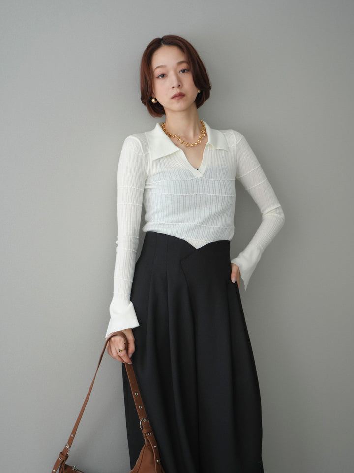 [予約]シアーリブスキッパーニットトップス/ivory