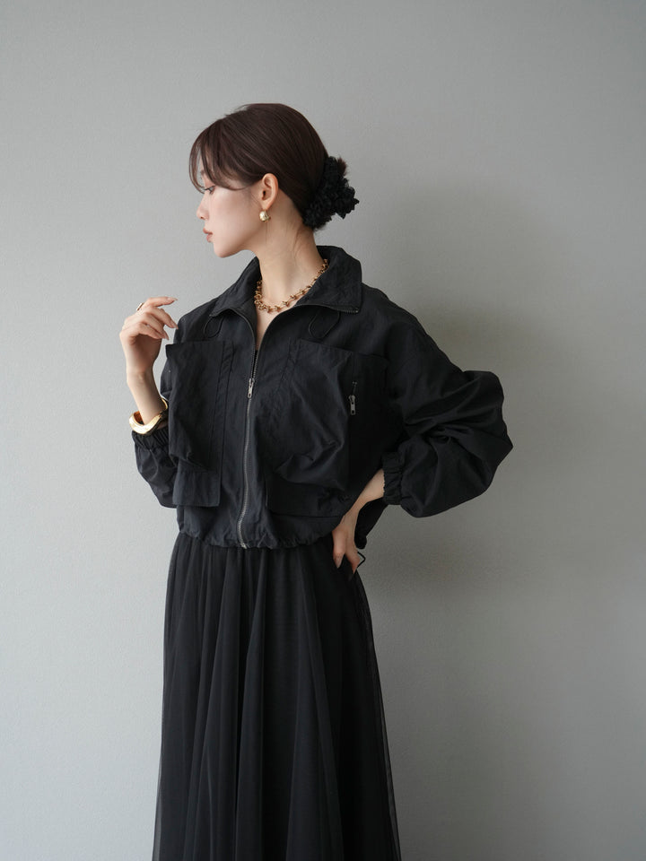 [予約]ポケットデザインショートブルゾン/ブラウン