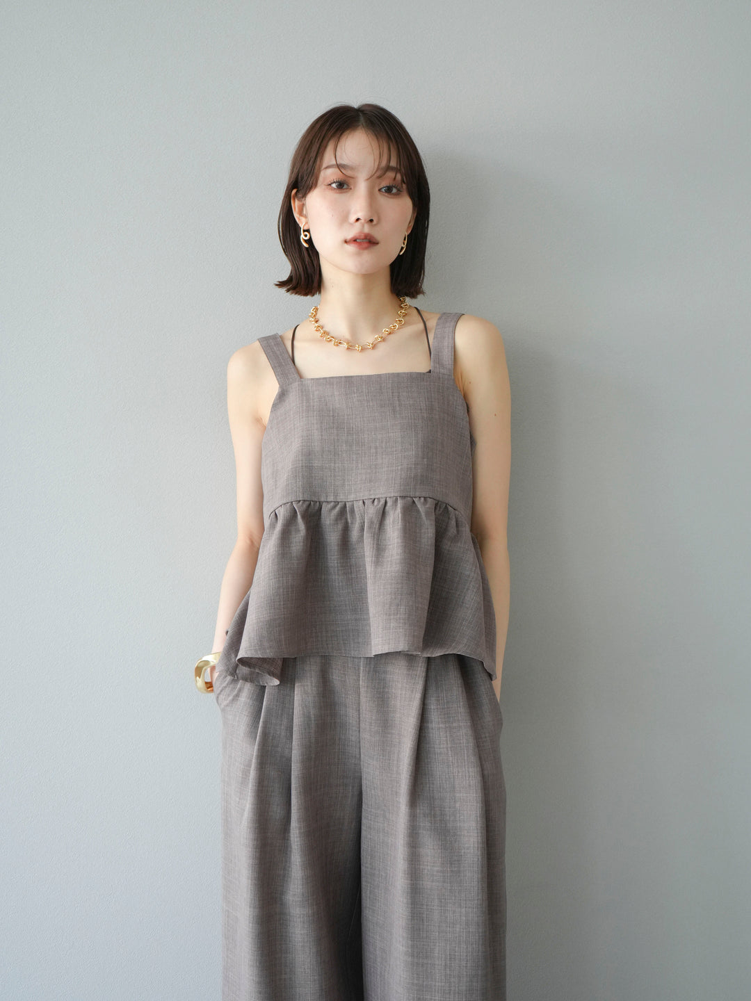 [予約]リネンライクビスチェ/モカ