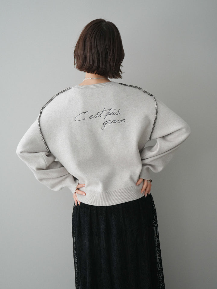 [SET]バックロゴ刺繍配色ステッチニットプルオーバー+選べるアクセセット(2set)