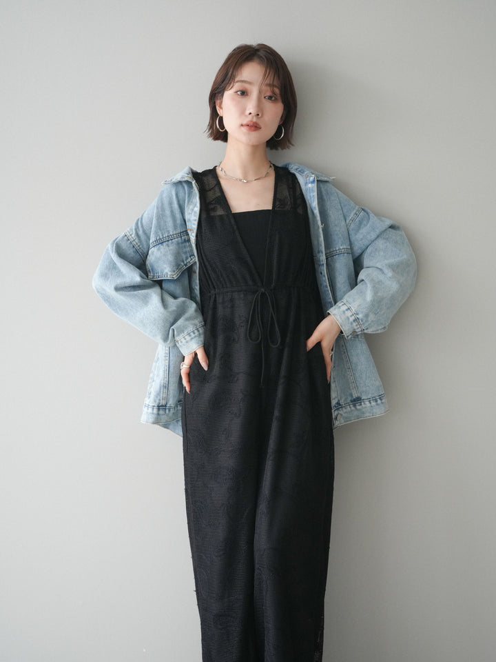[SET]レース刺繍サロペット+選べるアクセセット(2set)