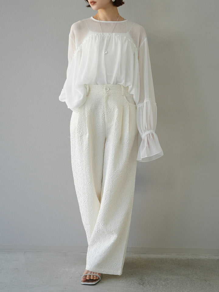 [Pre-order] Puffy jacquard wide pants/ivory