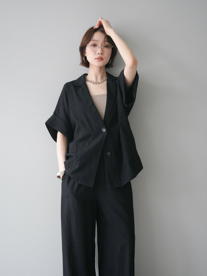 [SET]ハーフスリーブオーバージャケット+リラックスワイドパンツ(2set)