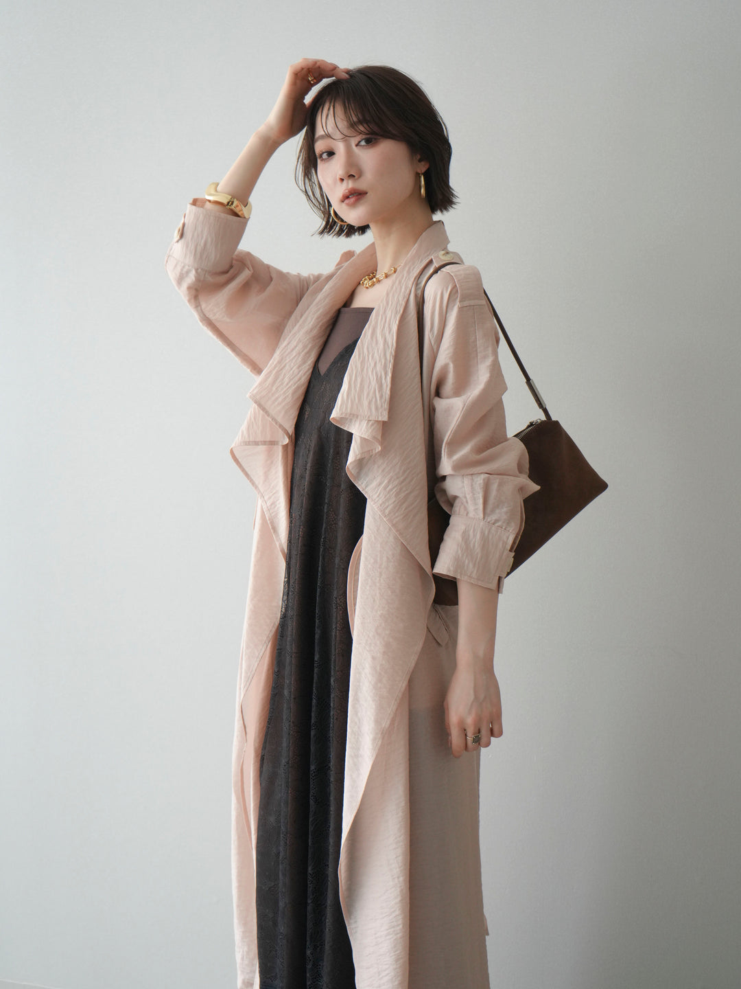 [予約]シアートレンチロングコート/pink