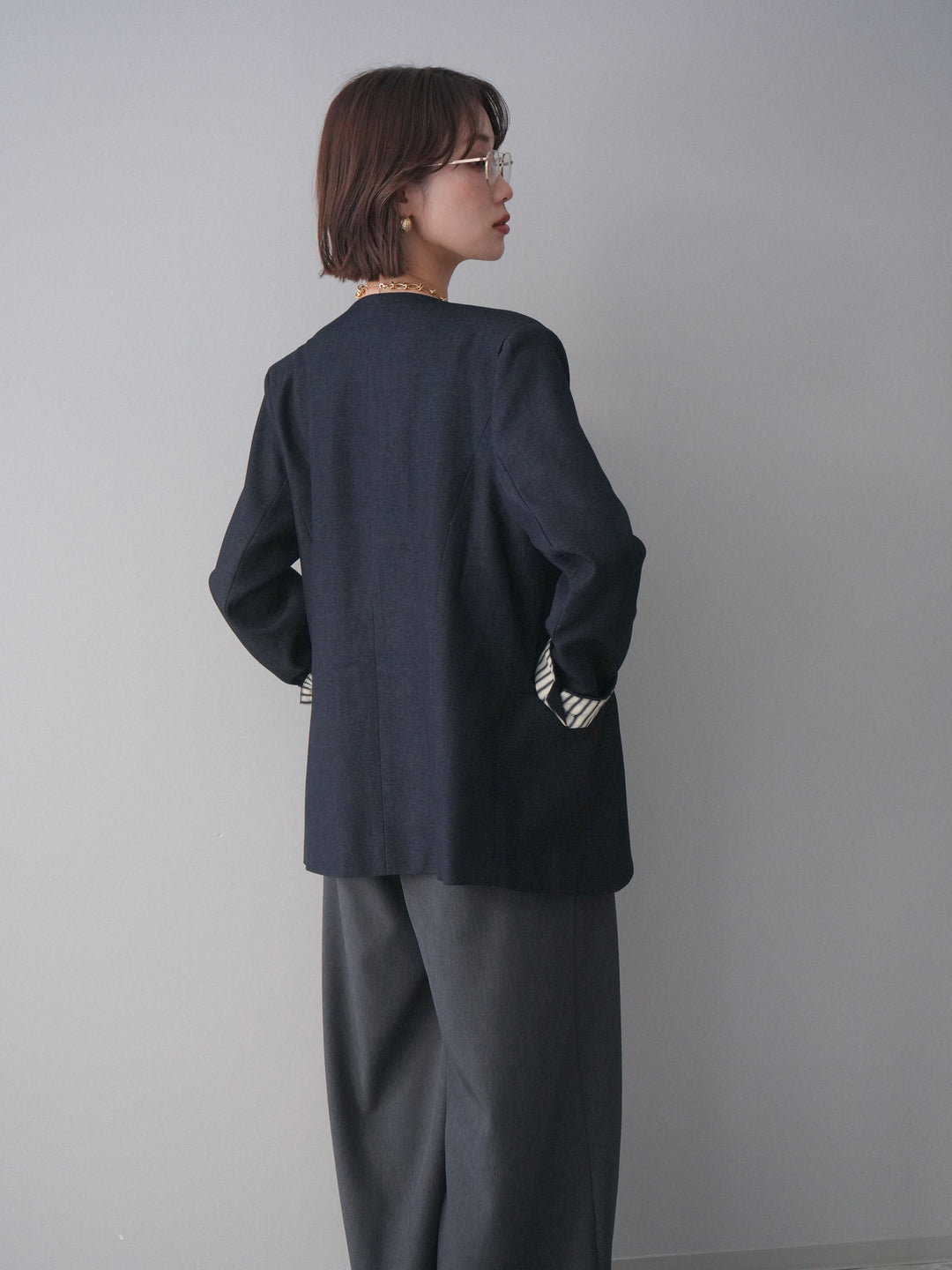 [SET]ノーカラージャケット+ノーカラージャケット(2set)