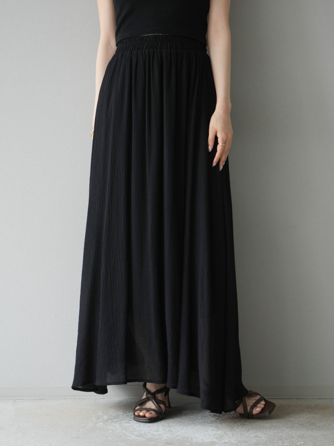 [SET]ビーズモチーフ楊柳ブラウス＆フレアスカートSET UP(2set)