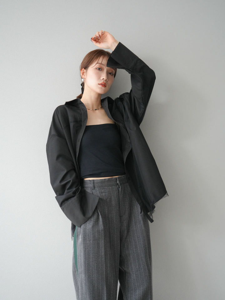 [予約]チュールドッキングブロードシャツ/ブラック
