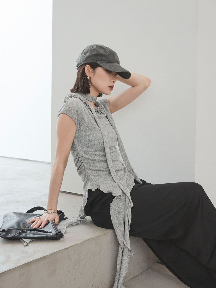 [SET]ラッフルシアーニットタンクトップ+ラッフルシアーニットタンクトップ(2set)