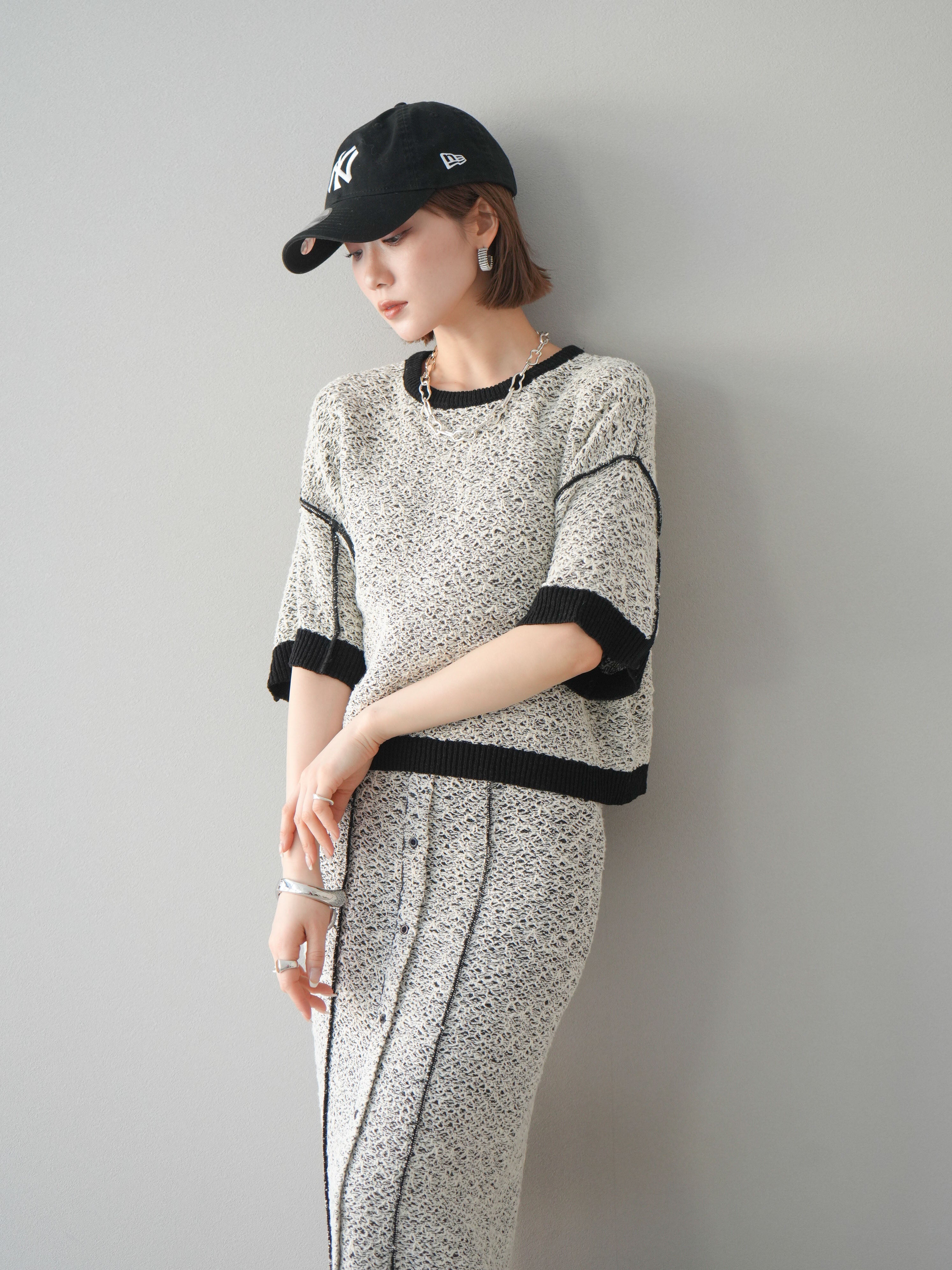 予約]ミックスヤーンニットプルオーバー/ブラック – Lumier