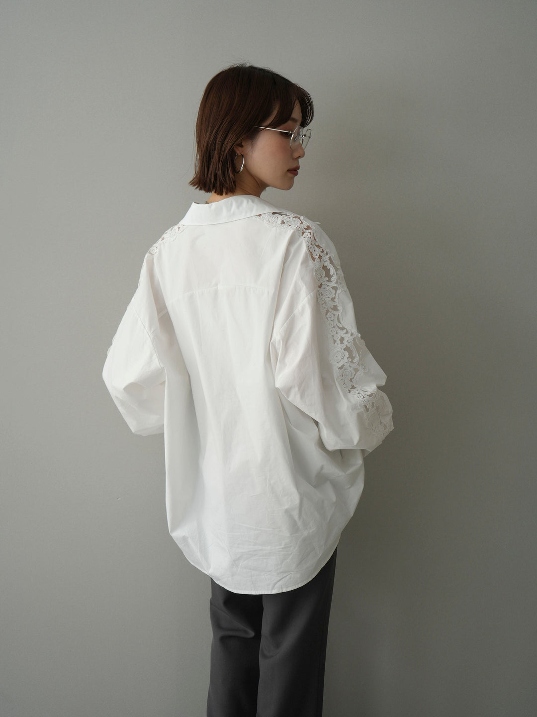 [SET]アームレースブロードシャツ+センターシームフレアパンツ(2set)