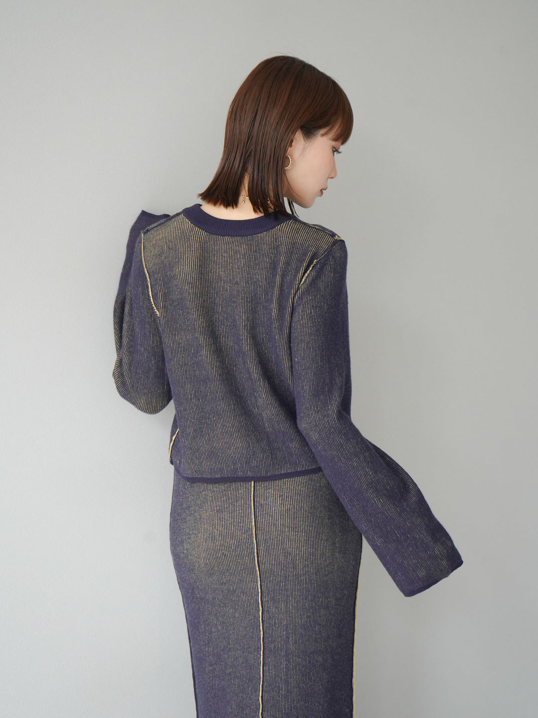 [套裝] 雙面配色羅紋針織套頭衫 + 可選飾品套裝（2 套）