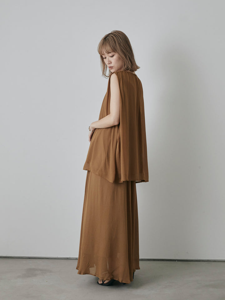 [予約]シアーフレアマキシスカート/ベージュ