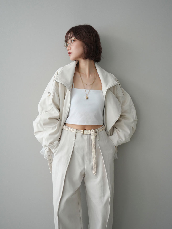 [予約]コーデュロイライダース裾レースブルゾン/offwhite