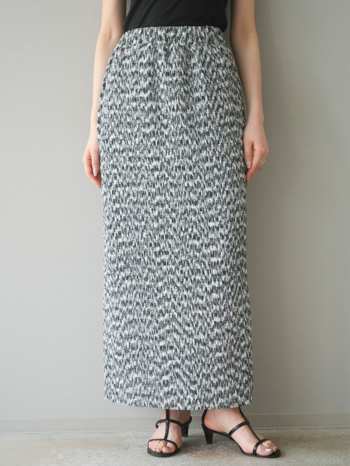 [予約]マルチカラーランダムプリーツタイトスカート/ブラック