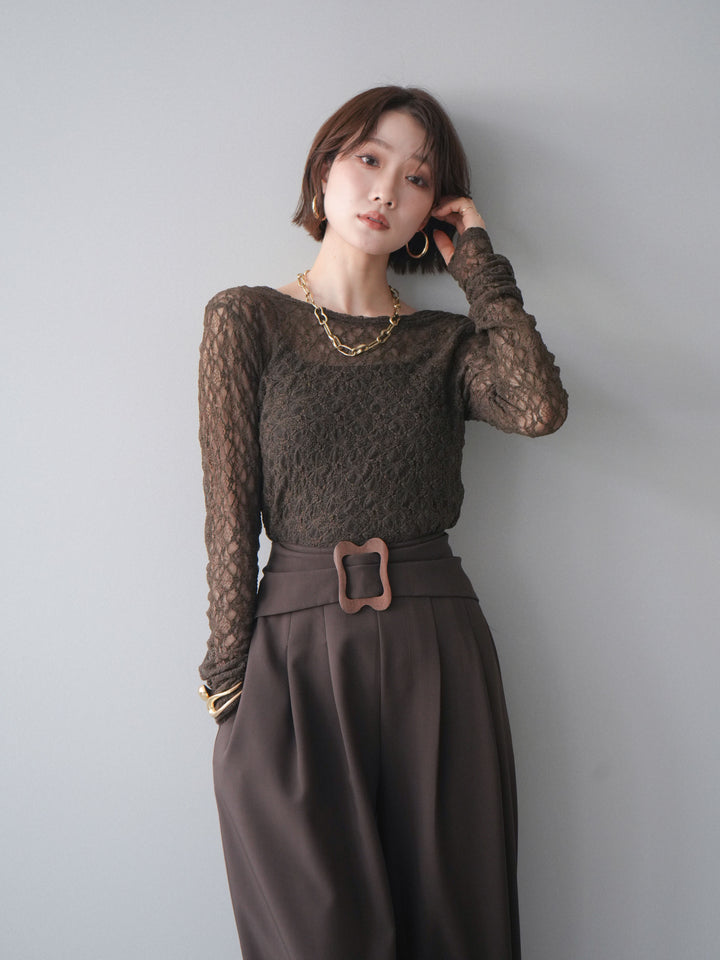 [予約]バックラウンドジャガードレーストップス/brown