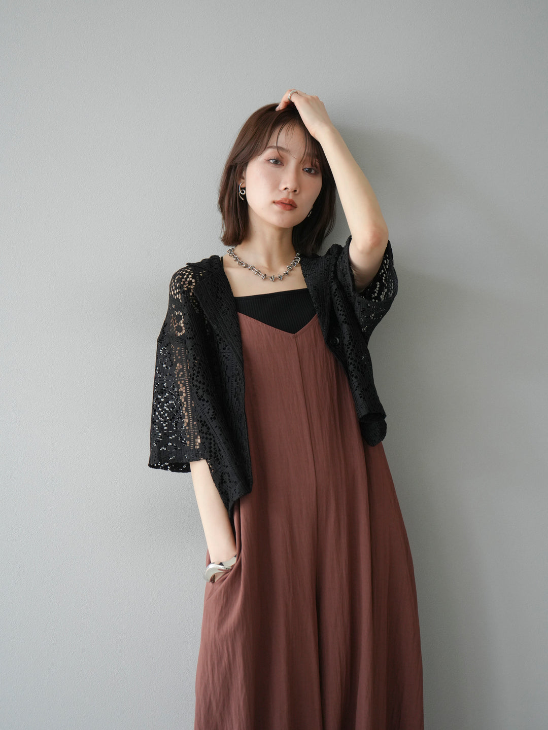 [予約]レースハーフショートジャケット/ブラック