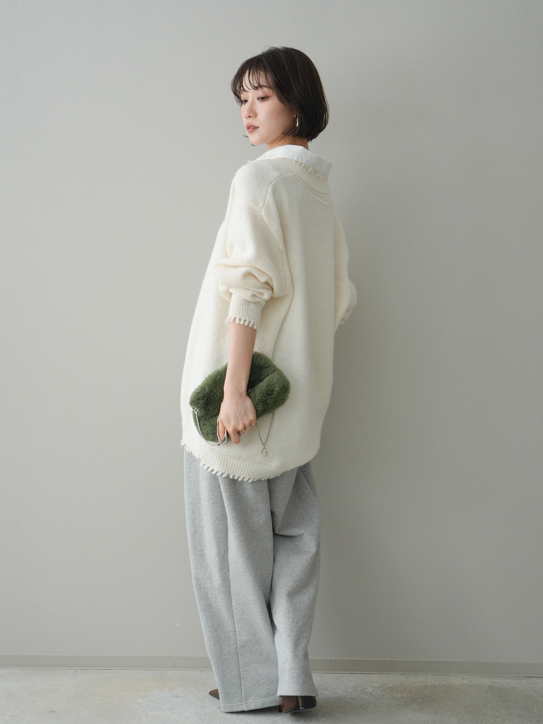 [予約]裾ZIPスエットワイドパンツ/gray