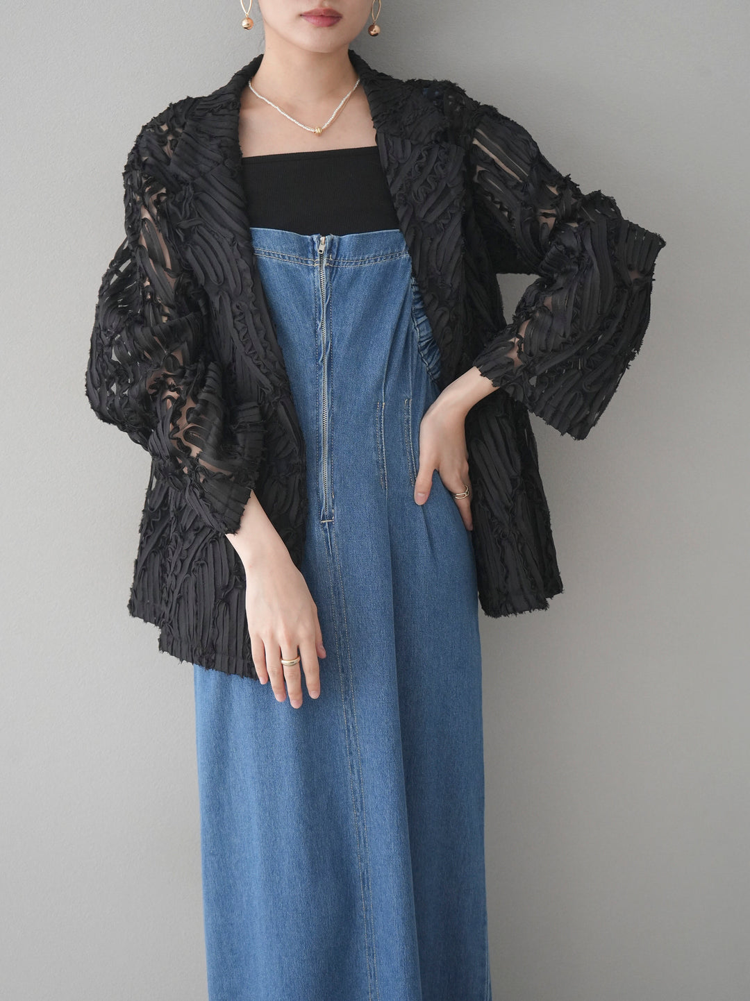 [予約]シアージャガードテーラードジャケット/ブラック