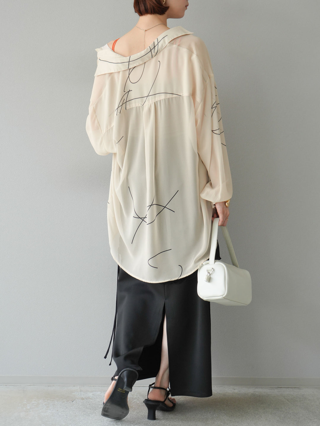 [予約]シアーレイヤードタイトスカート/ブラック