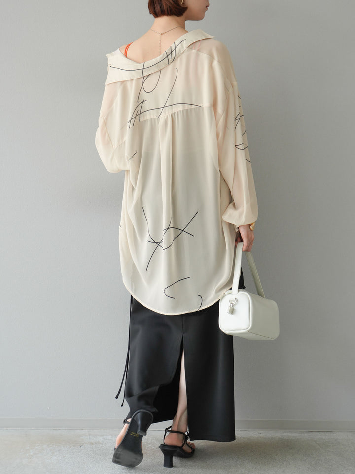 [予約]シアーレイヤードタイトスカート/ブラック