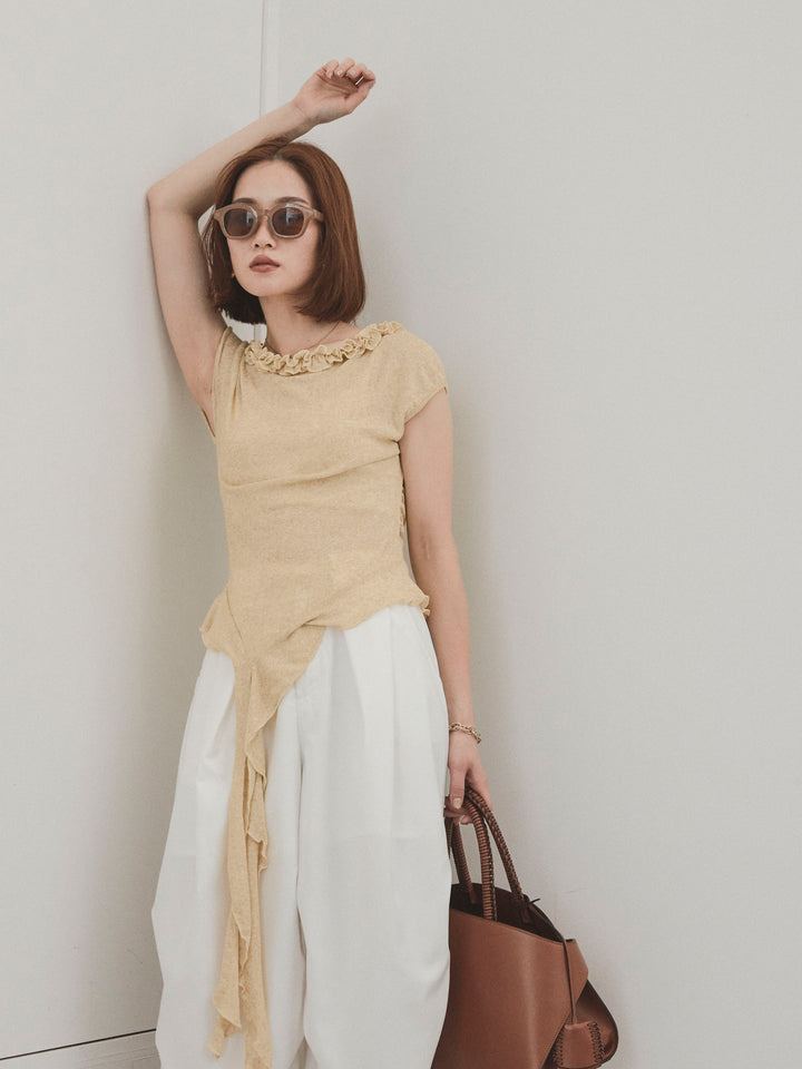 [SET]ラッフルシアーニットタンクトップ+ラッフルシアーニットタンクトップ(2set)