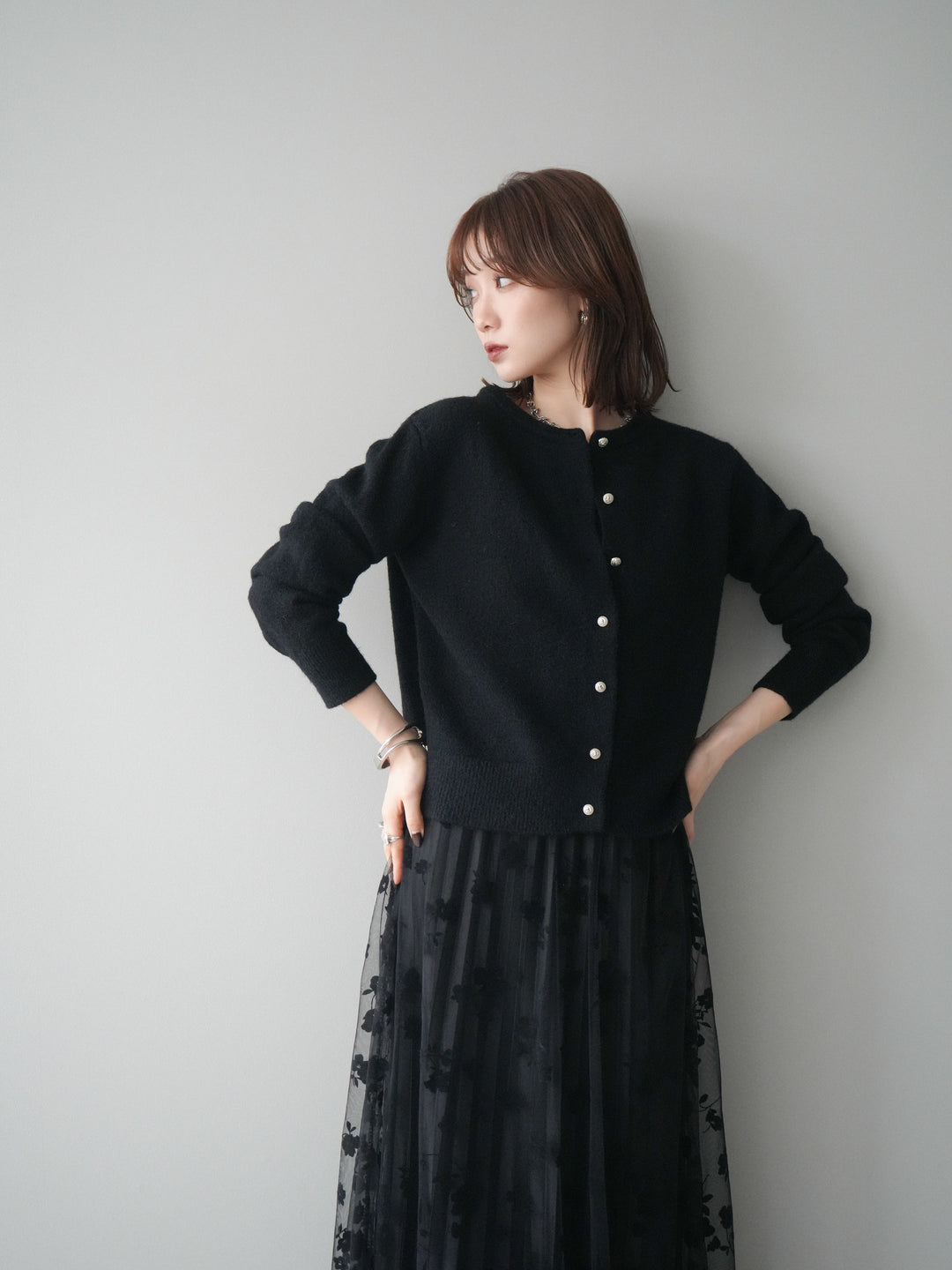 [SET]アンティークボタンニットカーディガン+アンティークボタンニットカーディガン(2set)