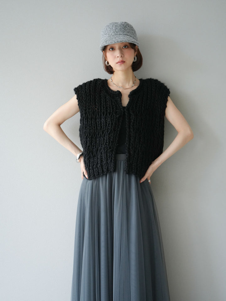 [予約]ハンドニットローピングベスト/ブラック