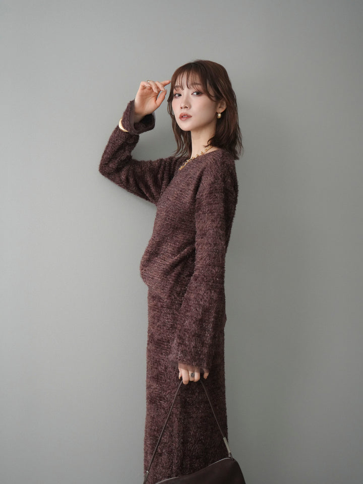 [予約]ラメシャギートップス/brown