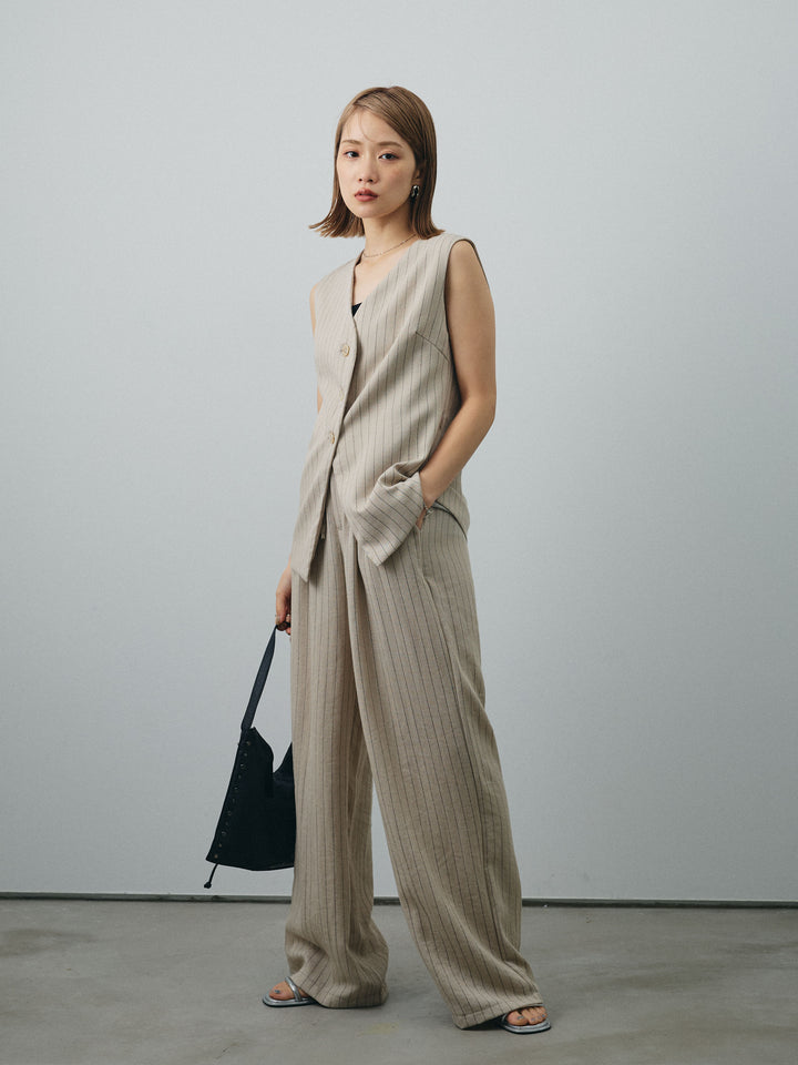 [SET] 條紋背心＆寬褲SET UP（2件套）