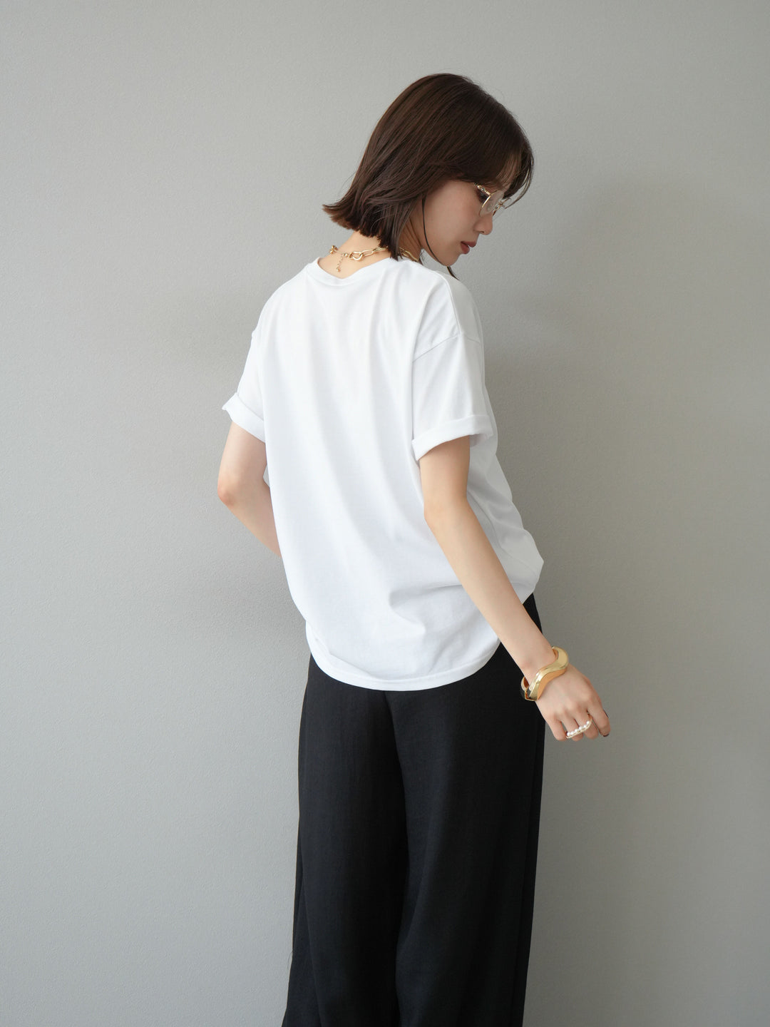 [予約]チュールレイヤードプリントTシャツ/オフ