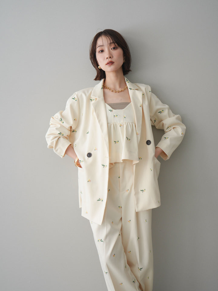 [予約]フラワー刺繍テーラードジャケット/ivory