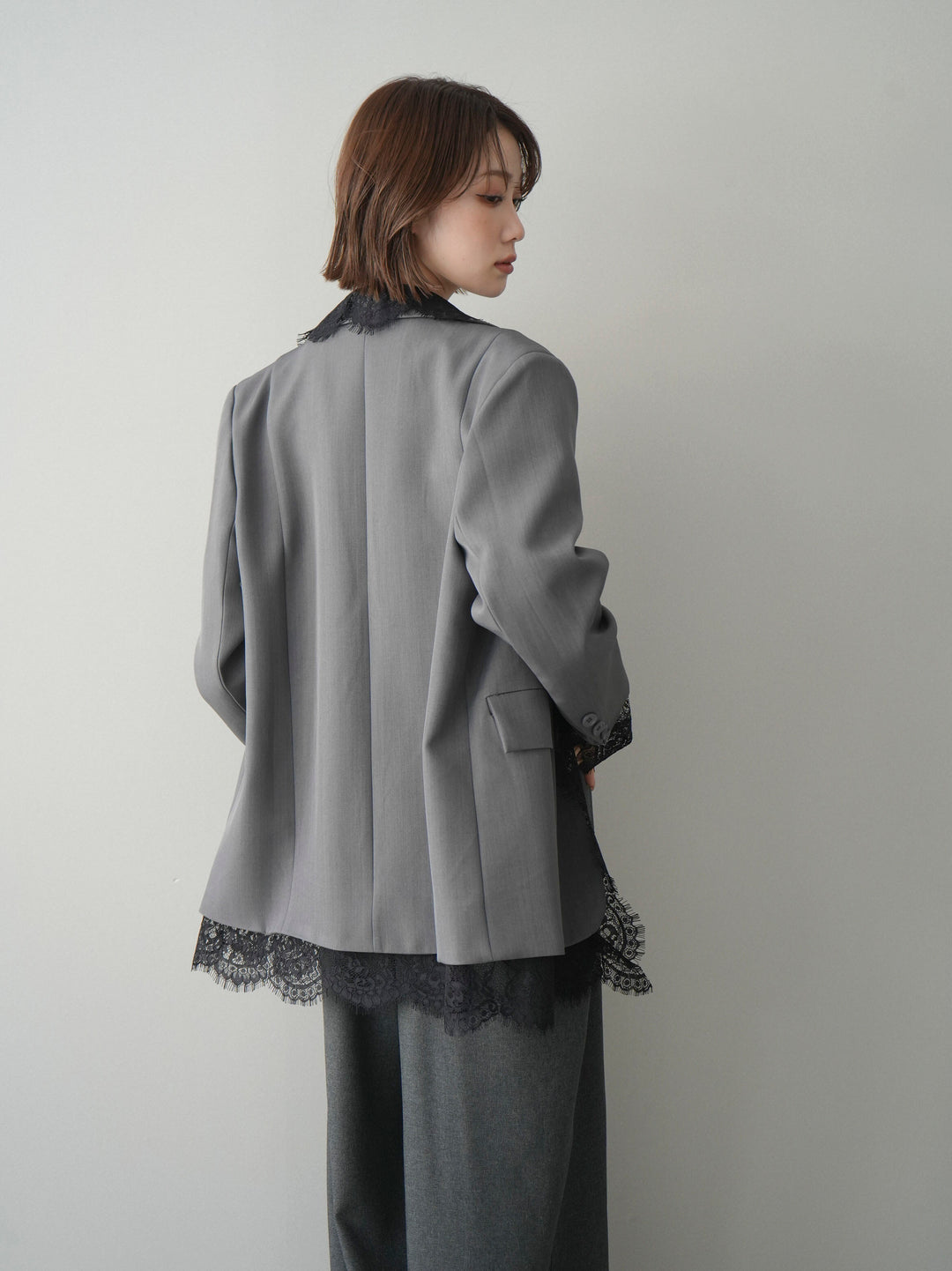 [予約]レースドッキングオーバージャケット/gray