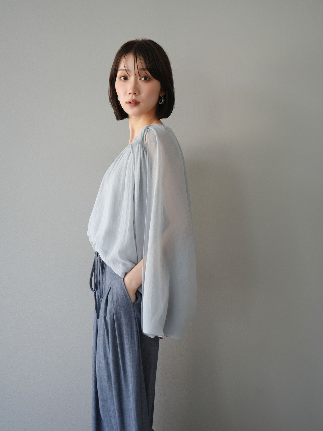 [予約]ラメシアーバルーントップス/ブルー