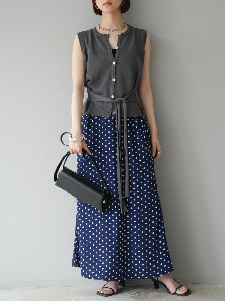 [予約]ウエストベルトニットベスト/チャコール