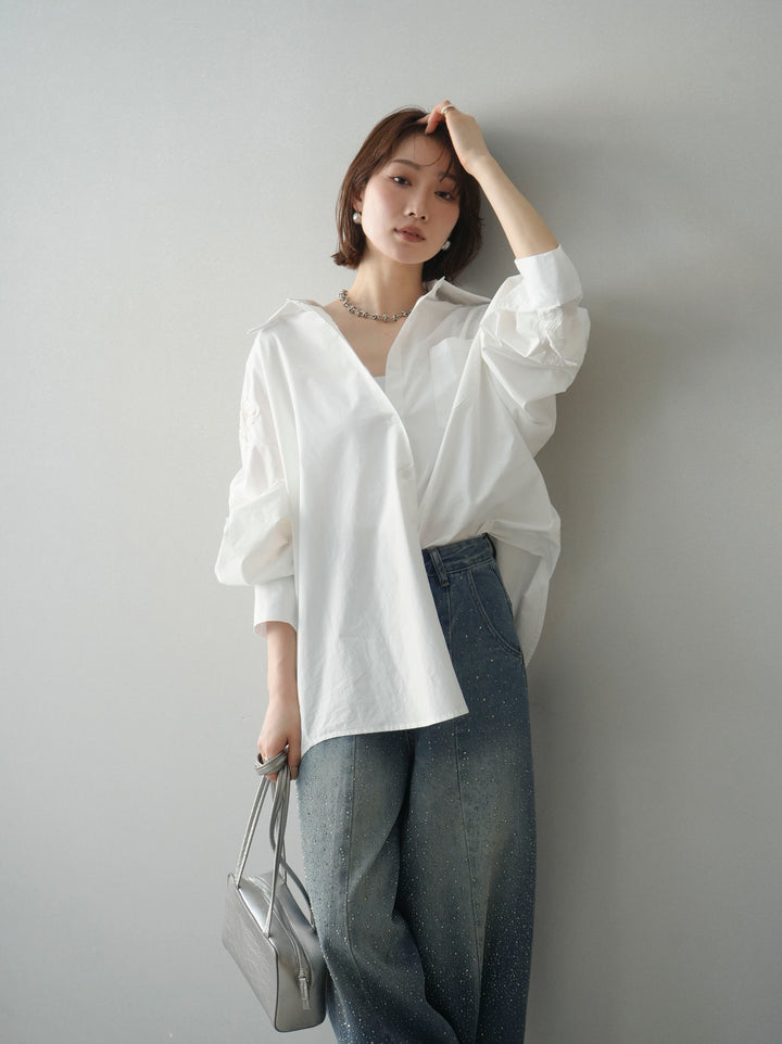 [SET]アームレースブロードシャツ+選べるアクセセット(2set)