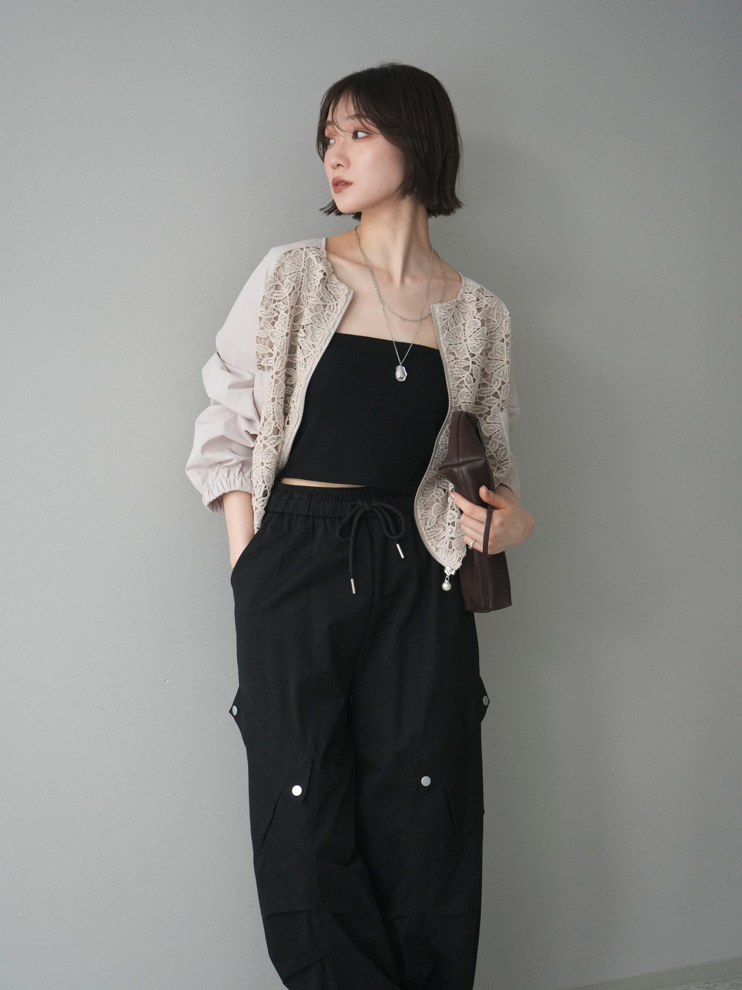 [SET]レースドッキングブルゾン+選べるアクセセット(2set)