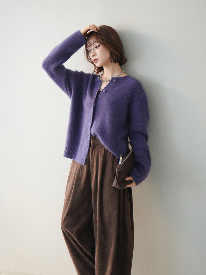 [SET]くるみボタンニットカーディガン+コーデュロイサイドタックコクーンパンツ(2set)