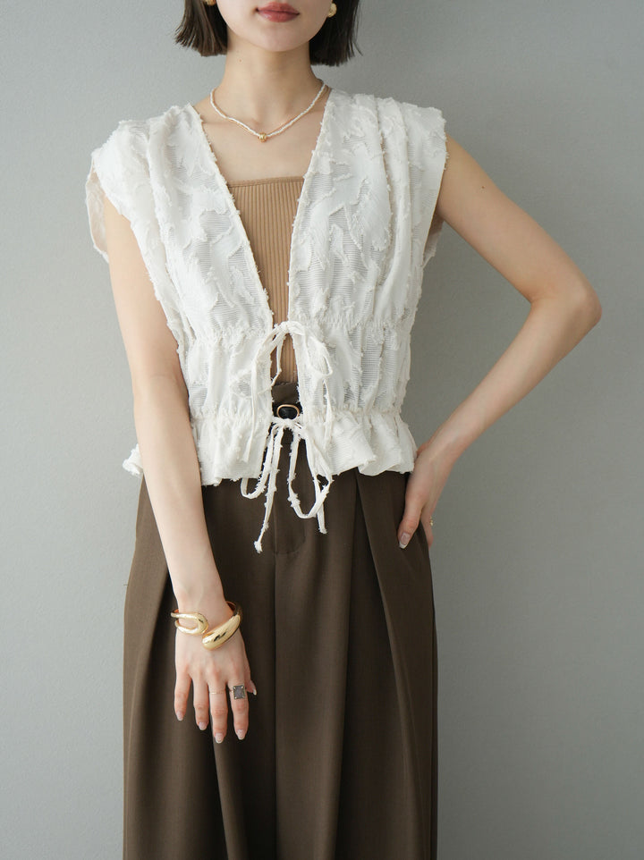 [予約]シアージャガードシャーリングブラウス/アイボリー