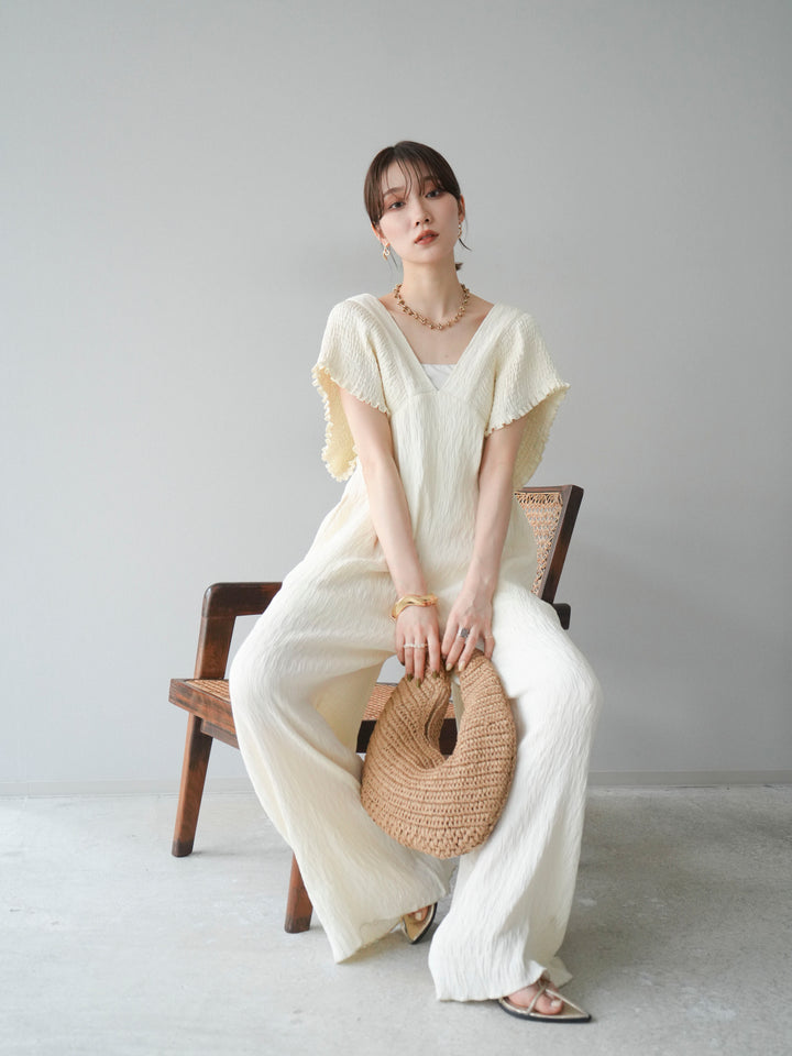 [SET]楊柳シャーリングサロペット+楊柳シャーリングサロペット(2set)