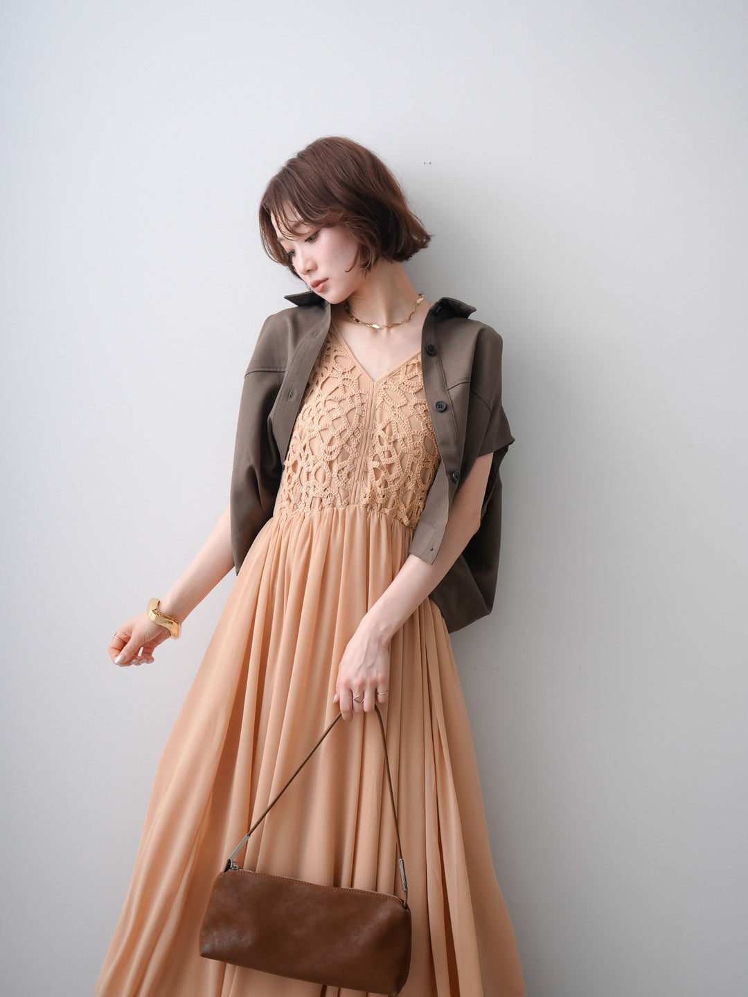 [予約]クロシェシフォンキャミワンピース/pink