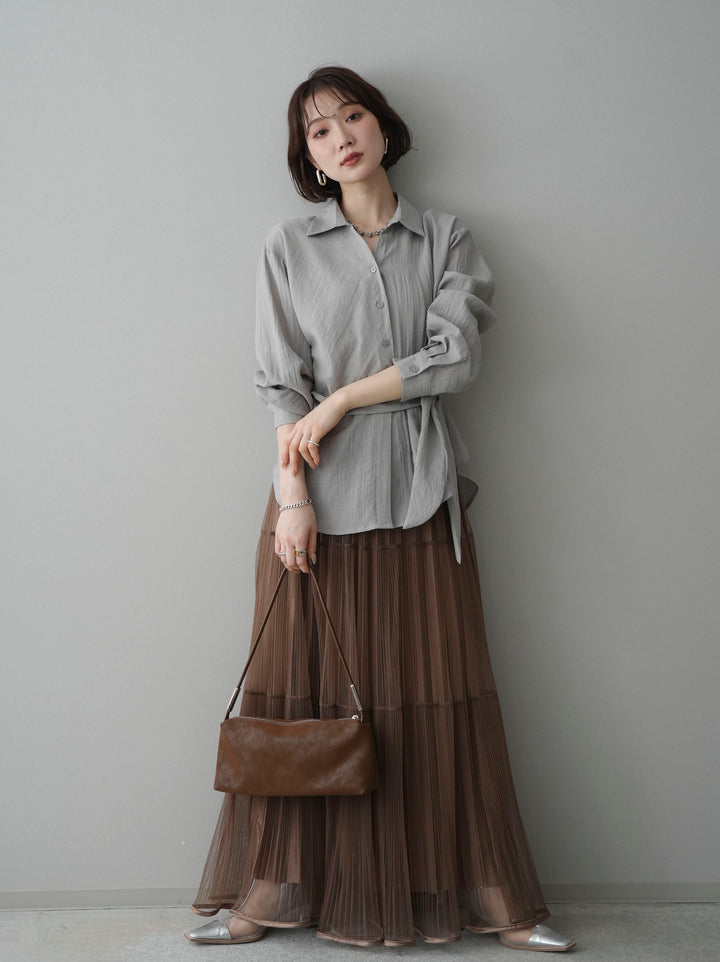 [予約]フロントアシンメトリーブラウス/gray