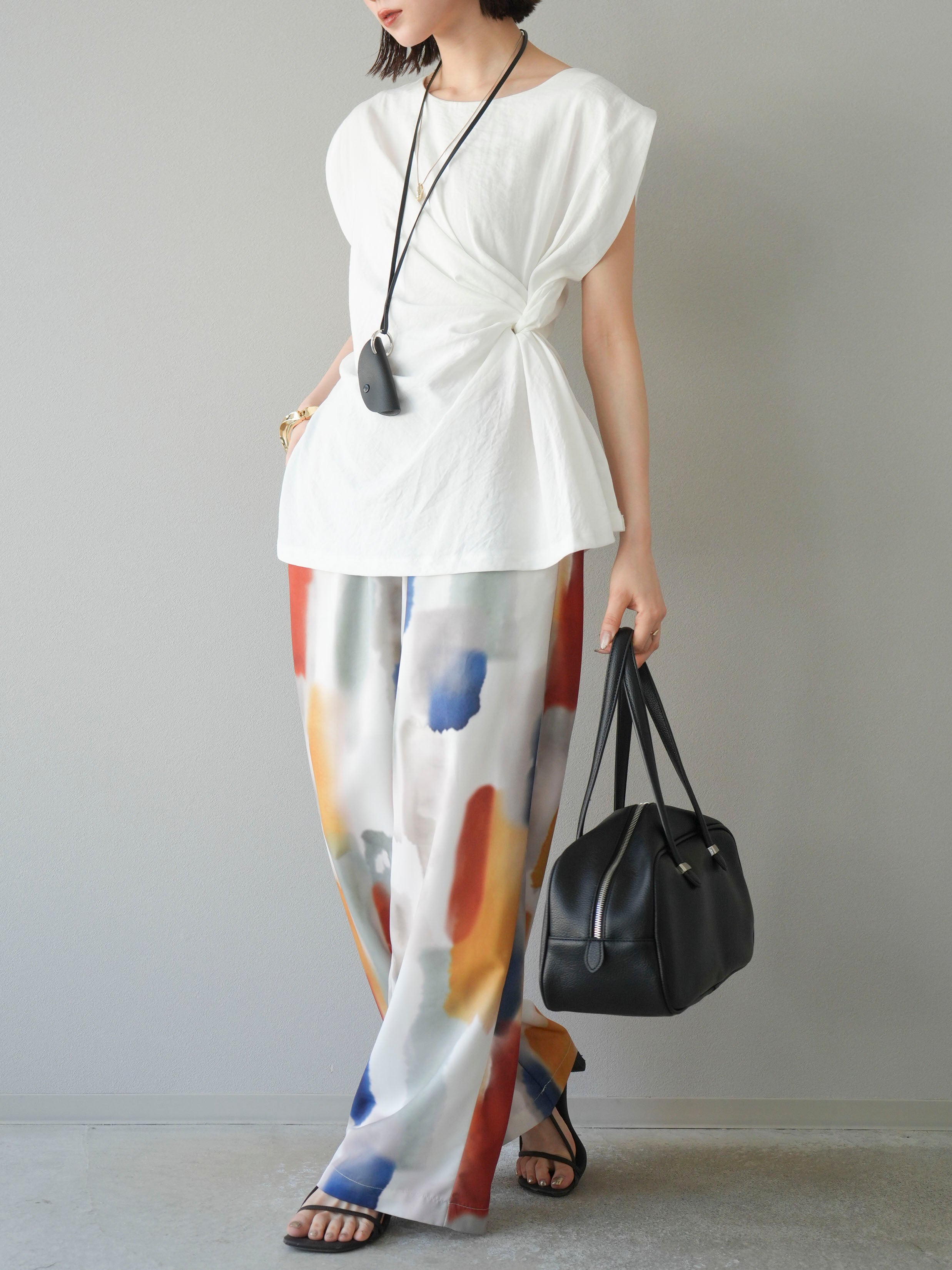 予約]水彩アートイージーパンツ/ホワイト – Lumier