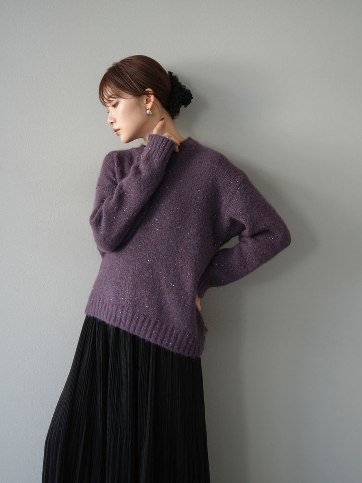 [予約]スパンコールニットプルオーバー/パープル