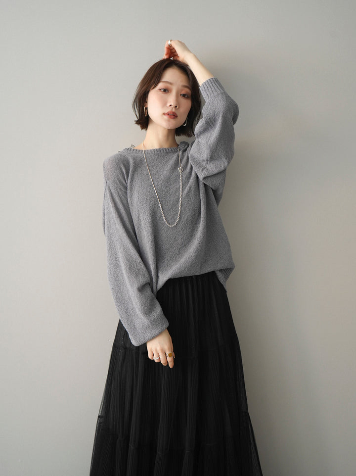 [予約]バックシアーフラワーレースニットプルオーバー/gray