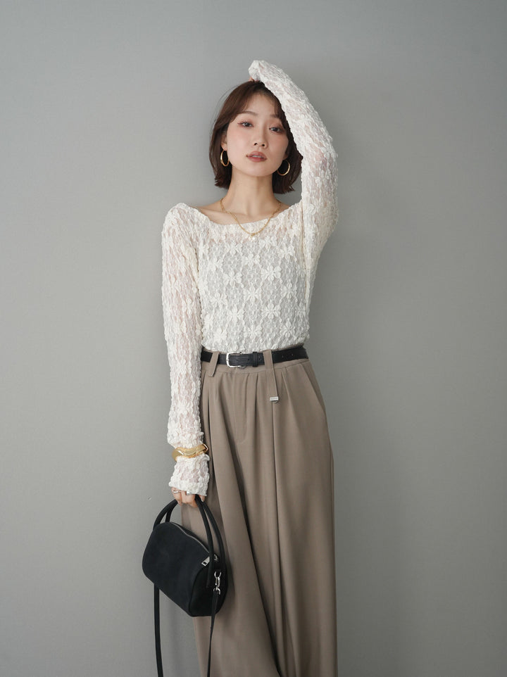 [SET]サイドギャザーレーストップス+サイドギャザーレーストップス(2set)