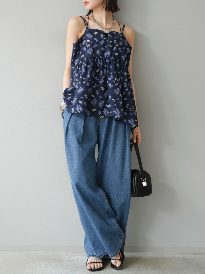 [予約]ブーケプリントキャミソール/ネイビー