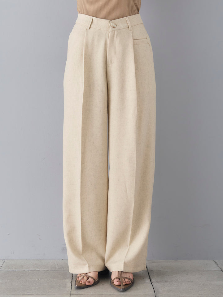 [Pre-order] Linen touch tuck wide pants/yellow