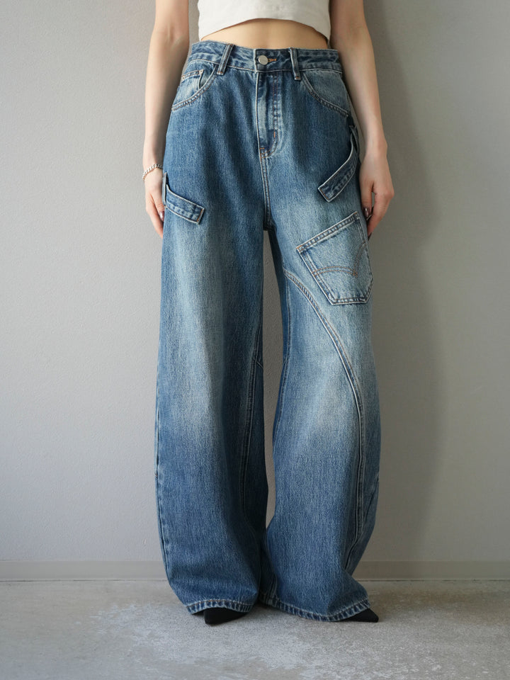 [予約]ペインターカーブデニムパンツ/ブルー