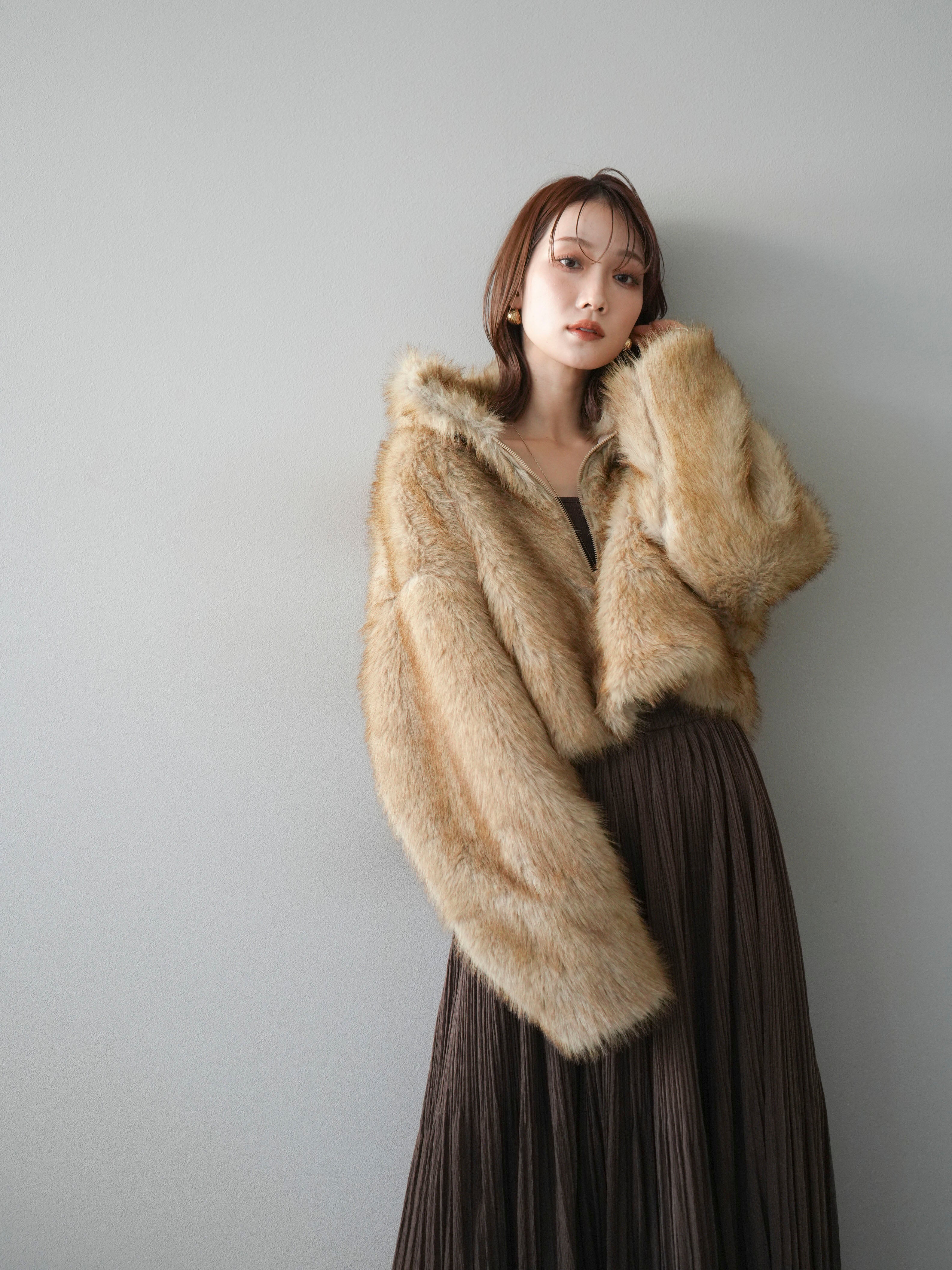 予約]フェイクファーショートZIPジャケット/mix – Lumier