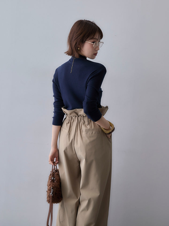 [予約]モックネックリブスリムニットトップス/navy